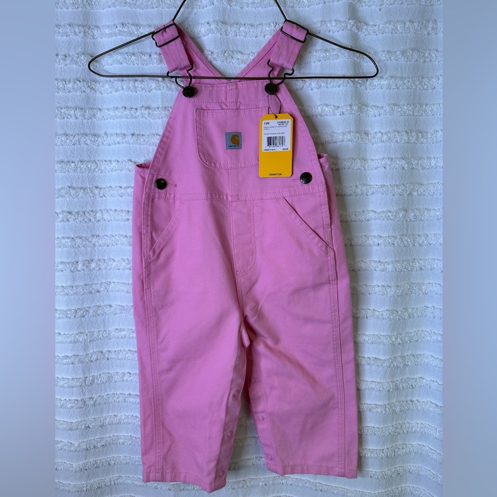 Carhartt Infant Canvas Pink Overalls 12M NEW - Picture 3 of 8